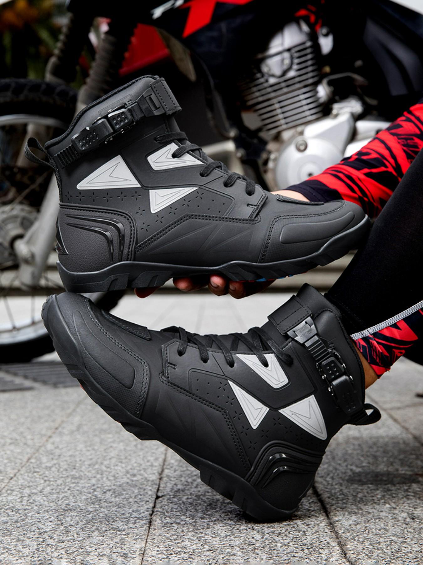 Men's Motorcycle Riding Shoes, Anti-Slip Racing Boots, Waterproof Safety Design, Comfortable and Secure, Ideal for Safe Cycling