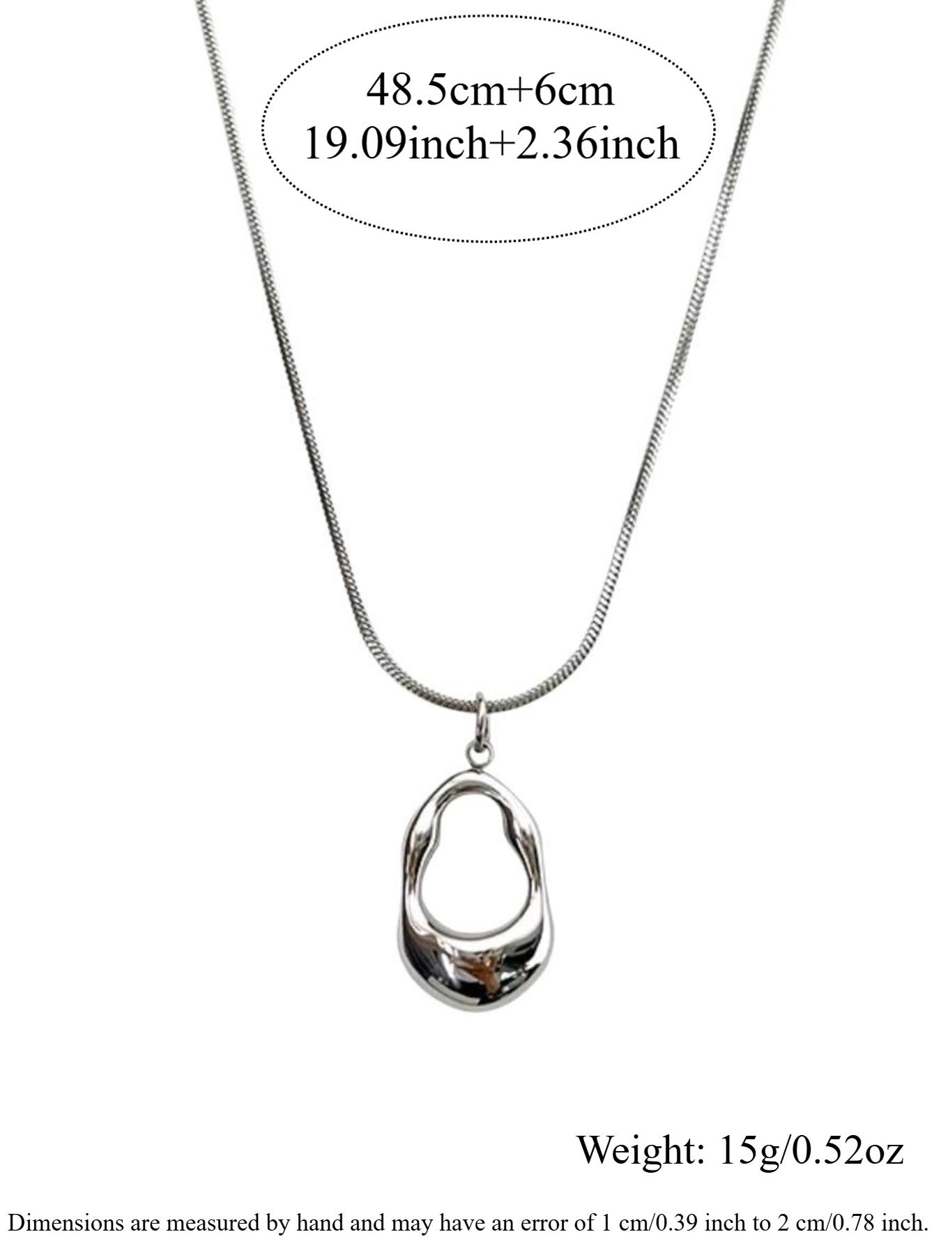 French Simple Daily Commute Versatile Irregular Hollow Water Drop Pendant Stainless Steel Necklace, Unisex Fashion Design Jewelry, Minimalist Necklace, Daily Wear Necklace, Dainty Fashion Jewelry