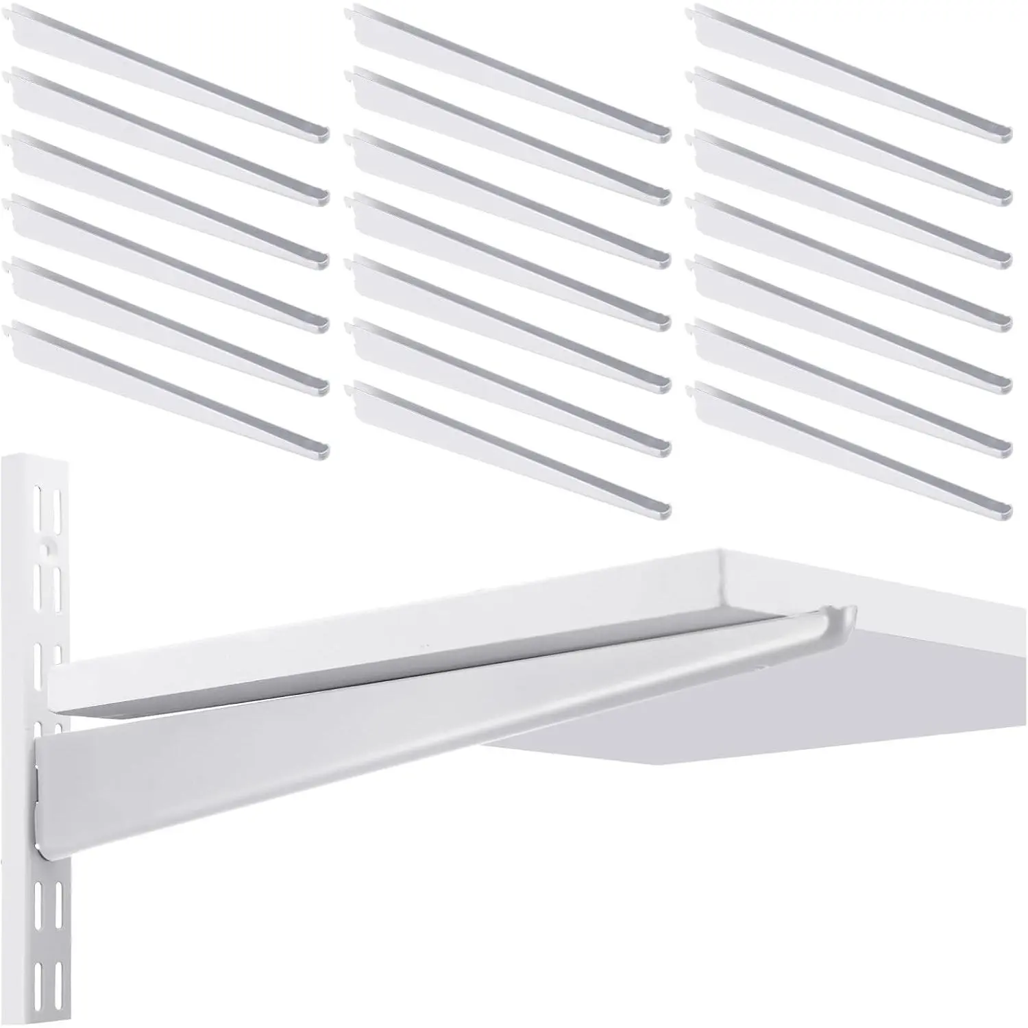 20 count Adjustable Shelf Brackets for Double Track System Closet Organization Heavy Duty Wire Shelf Brackets (White,4.7 Inch)