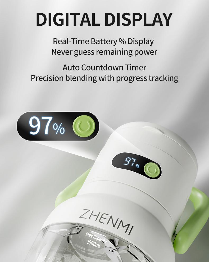 Ideal for Holidays, Birthdays & Thoughtful Gifting: ZHENMI BPA-Free Cordless Blender, 33oz Portable Ice Crushing Blender for Shakes & Smoothies, USB Rechargeable