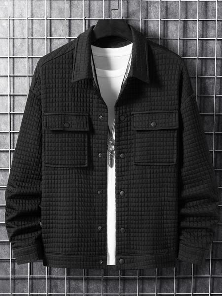 Men's Fashionable Button Front Coat with Flap Pockets, Loose-Fit Thick Fabric Jacket for Fall & Winter, Perfect Outerwear for Any Occasion