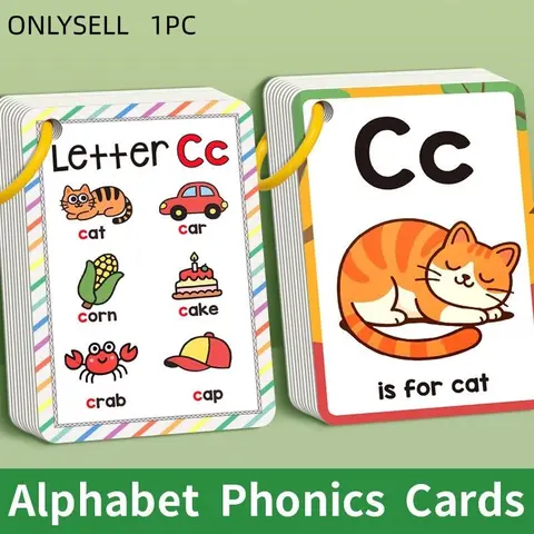 Alphabet Phonics Learning Cards, 27pcs Educational Toy Set for Kids, English Language Study & Practice, Vocabulary Flashcards, Letter Flash Cards, Word Cards and Visual Stimulation Cards, Perfect Gift Idea