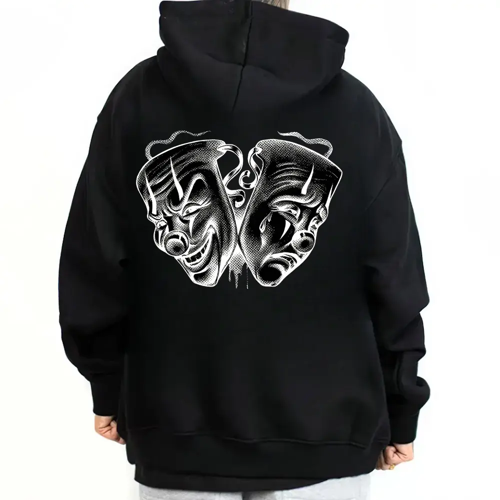 Men's Smile Now Cry Later 8 Oversized Unisex Cotton Pullover Hoodie - Loose Polyester Sweatshirts, Casual Long Sleeve Tops, Chicano Cholo Gangster Streetwear Graphic Menswear