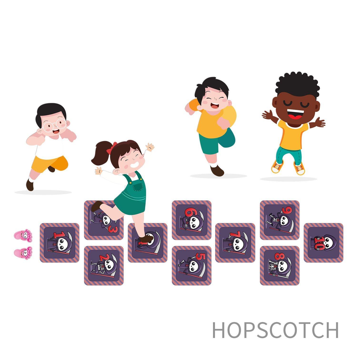 Hopscotch Floor Stickers 1-10 for Kids, Self-Adhesive, Reusable, Easy to Clean, Durable Game Decals for Playroom & Classroom