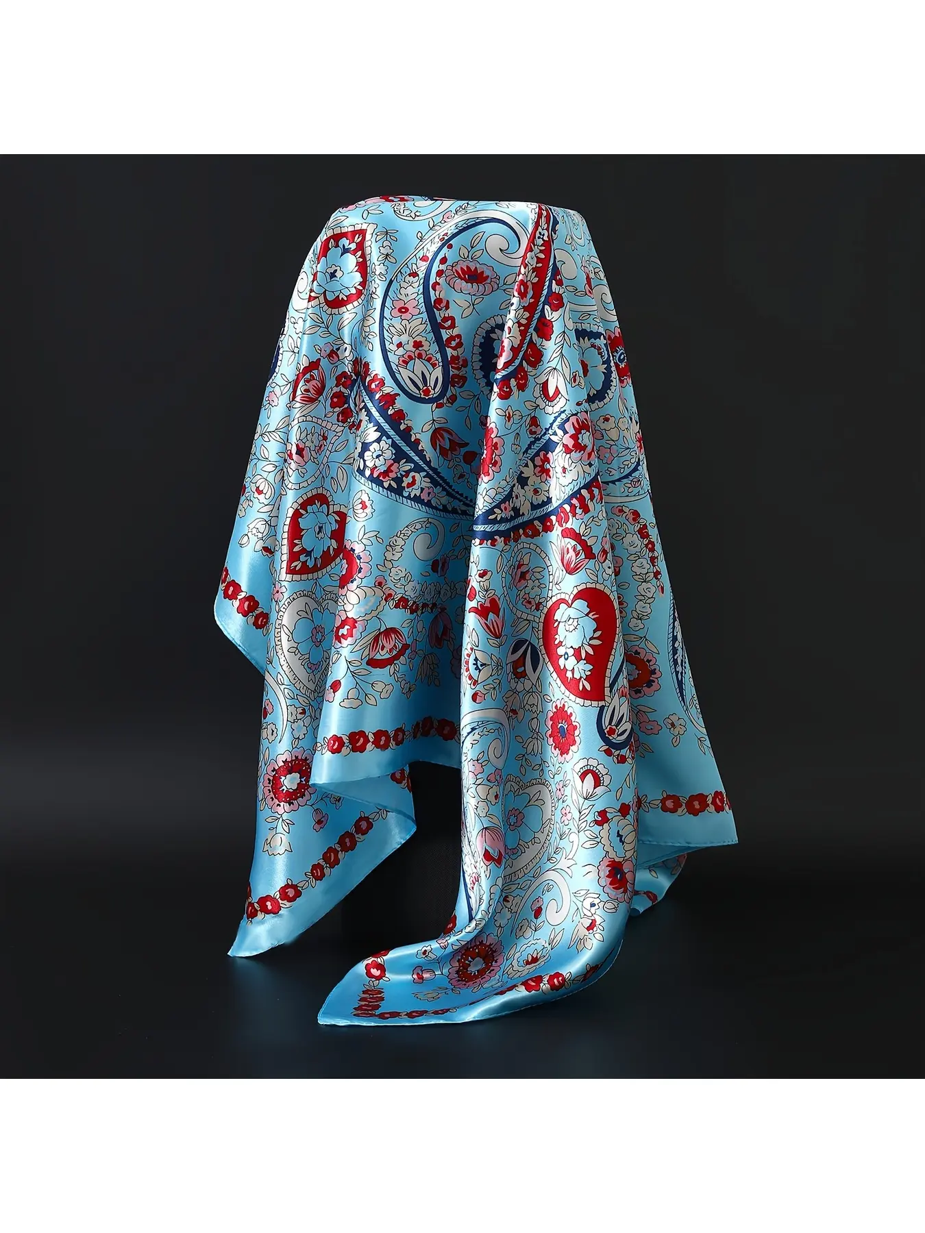 One piece of 90*90cm spring and autumn trendy printed large handkerchief, headscarf, outdoor square scarf, Trendy shawl, lightweight indoor air-conditioned room headwrap, all-season scarf, silk-look scarf for spring an