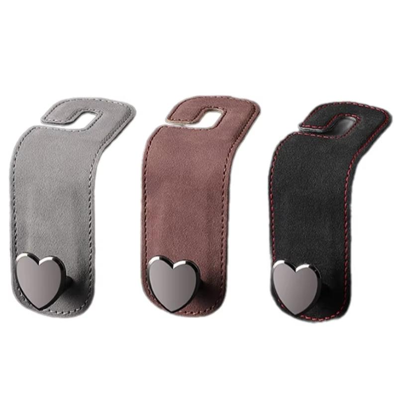 Heart Shape Metal Car Seat Headrest Hooks 2 in 1 Leather Car Seat Back Hook Purse and Bag Backpack Double Hook Car Seat Hanger Backseat Hanging Organizer Car Storage Organizer