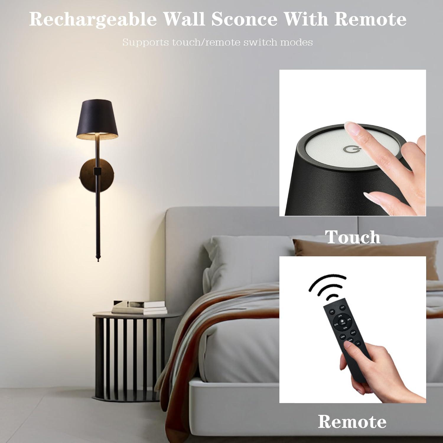 2PCS Rechargeable LED Wall Lights, Modern Touch Control Remote, Easy Installation for Bedroom Hallway Entryway Decor, Home Decor Light 2PCS Rechargeable LED Wall Lights, Modern Touch Control Remote, Easy Installation for Bedroom Hallway Entryway Decor, Home Decor Light