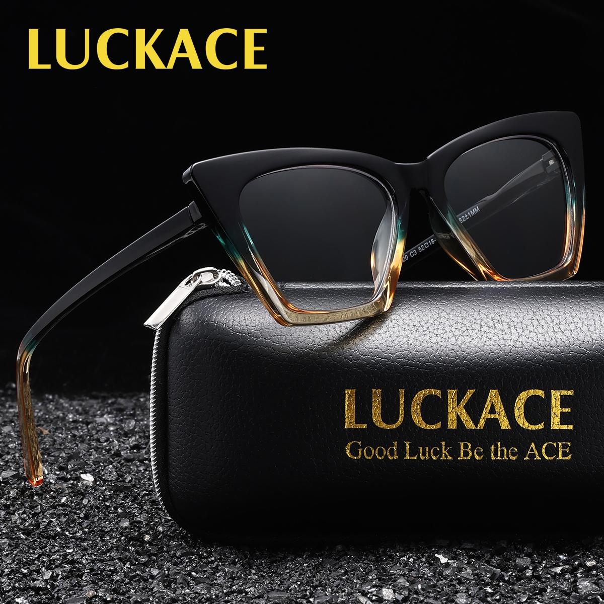Luckace Men's Cat Eye Fashion Bifocal Glasses, Dual Color PC Lenses, Ultra-Thin Comfortable Nose Pads, Ideal Gift with Brand Packaging