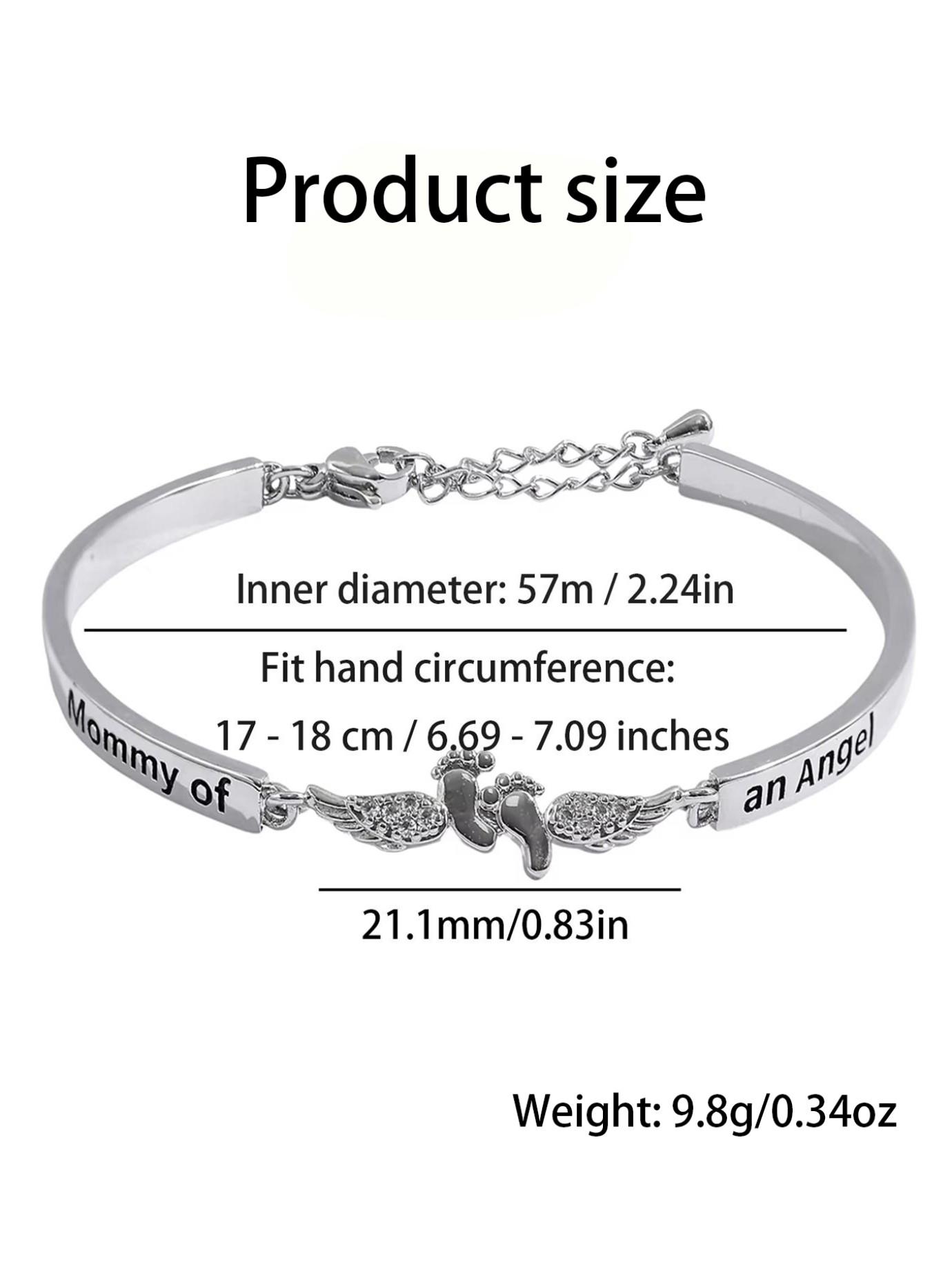 Angel Mom Memorial Jewelry Set, Baby Footprint Wings Bracelet and Ring, Comfort Gift for Loss of Child, Mother's Day Keepsake