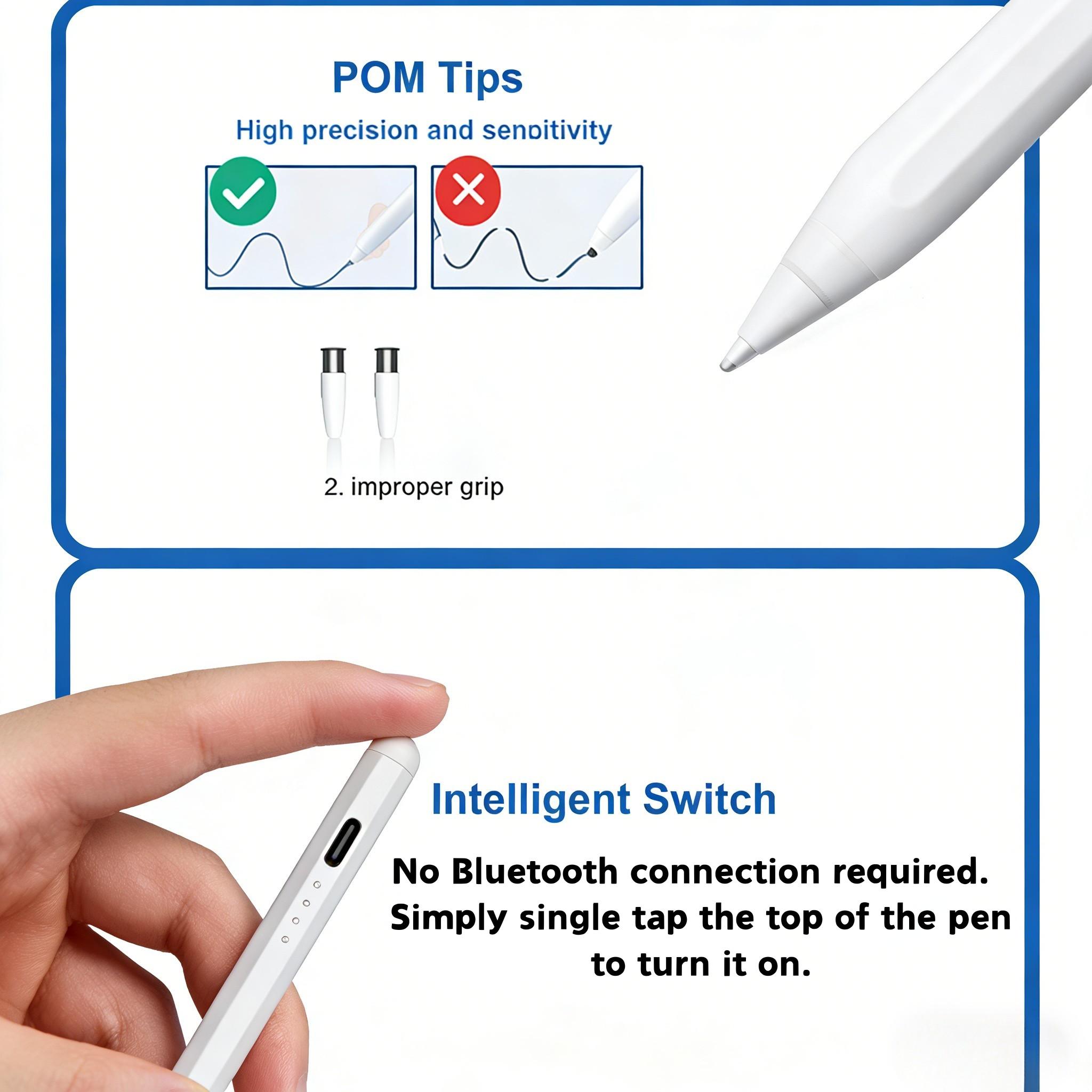 Touchscreen Stylus Pen Compatible with iPhone iPad Android Tablets, Universal Fine Tip Magnetic Adsorption, Lithium Battery