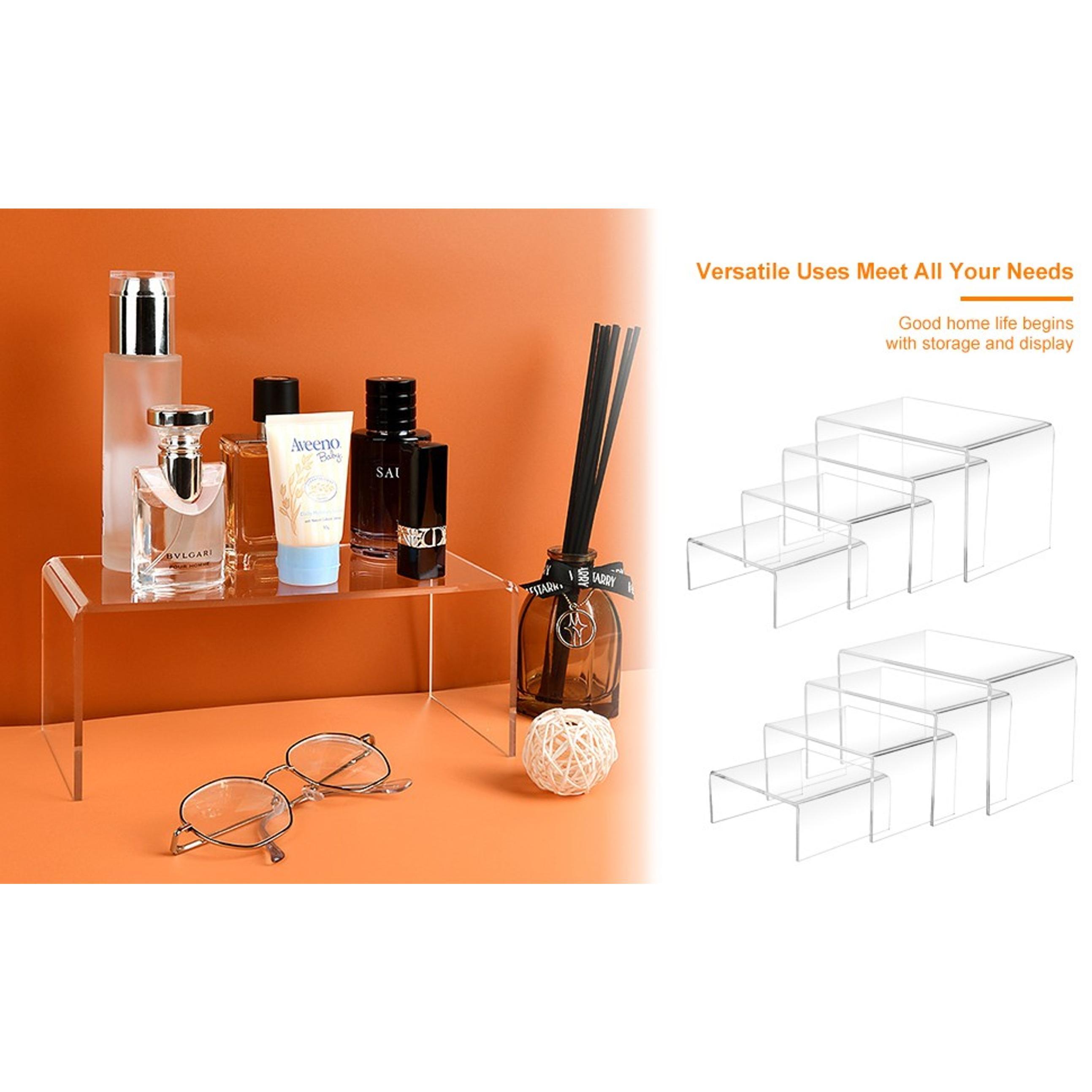 8Pcs Clear Acrylic Display Risers (6", 5", 4", 3") Transparent Product Stand, Cupcake Holder Dessert Display Showcase Stands, Candy Bar Risers, Acrylic Lifts Display for Figures