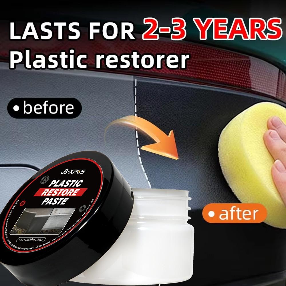 Car Plastic & Leather Restorer, Auto Plastic Rubber Exterior Repair, Restoration Wax for Shine, Seal & Brighten Vehicle Surfaces
