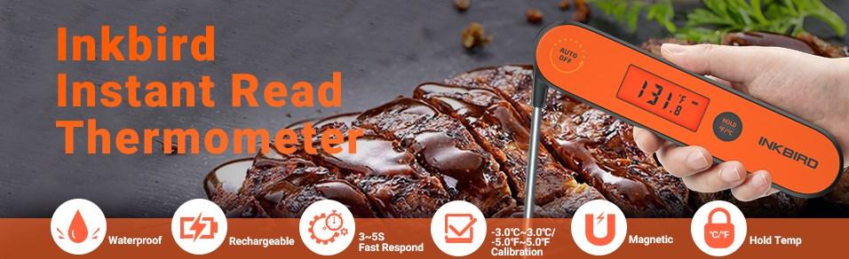 Inkbird meat thermometer, 1 instant reading thermometer, suitable for grilling, frying, waterproof and rechargeable, magnetic, kitchen tools Utensils Kitchenware Home