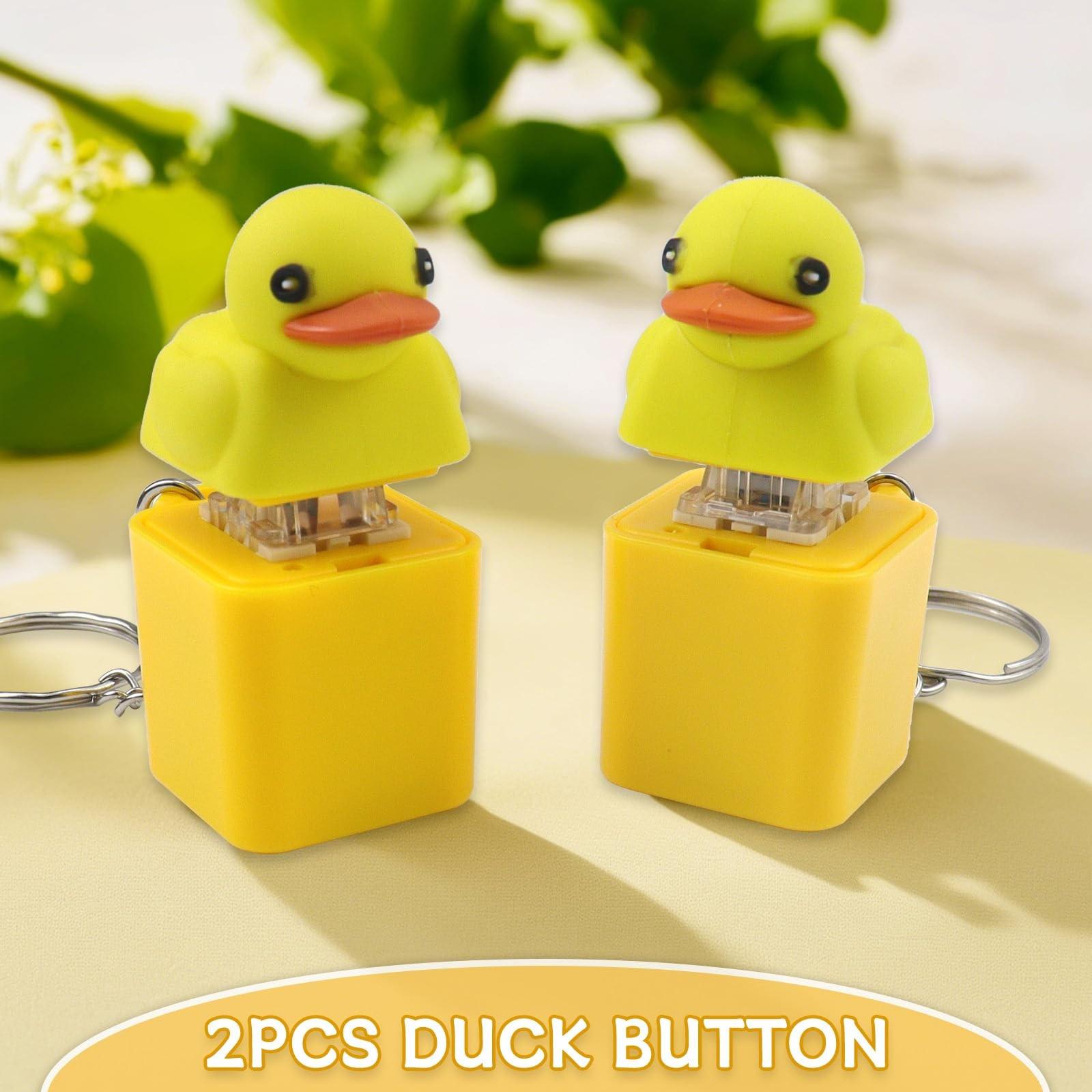 Quackey Fidget Toy Keychain, Quacking Duck Stress Reliever, Squeaky Anxiety Relief, Duck Keyboard Keycaps, Sensory Toys