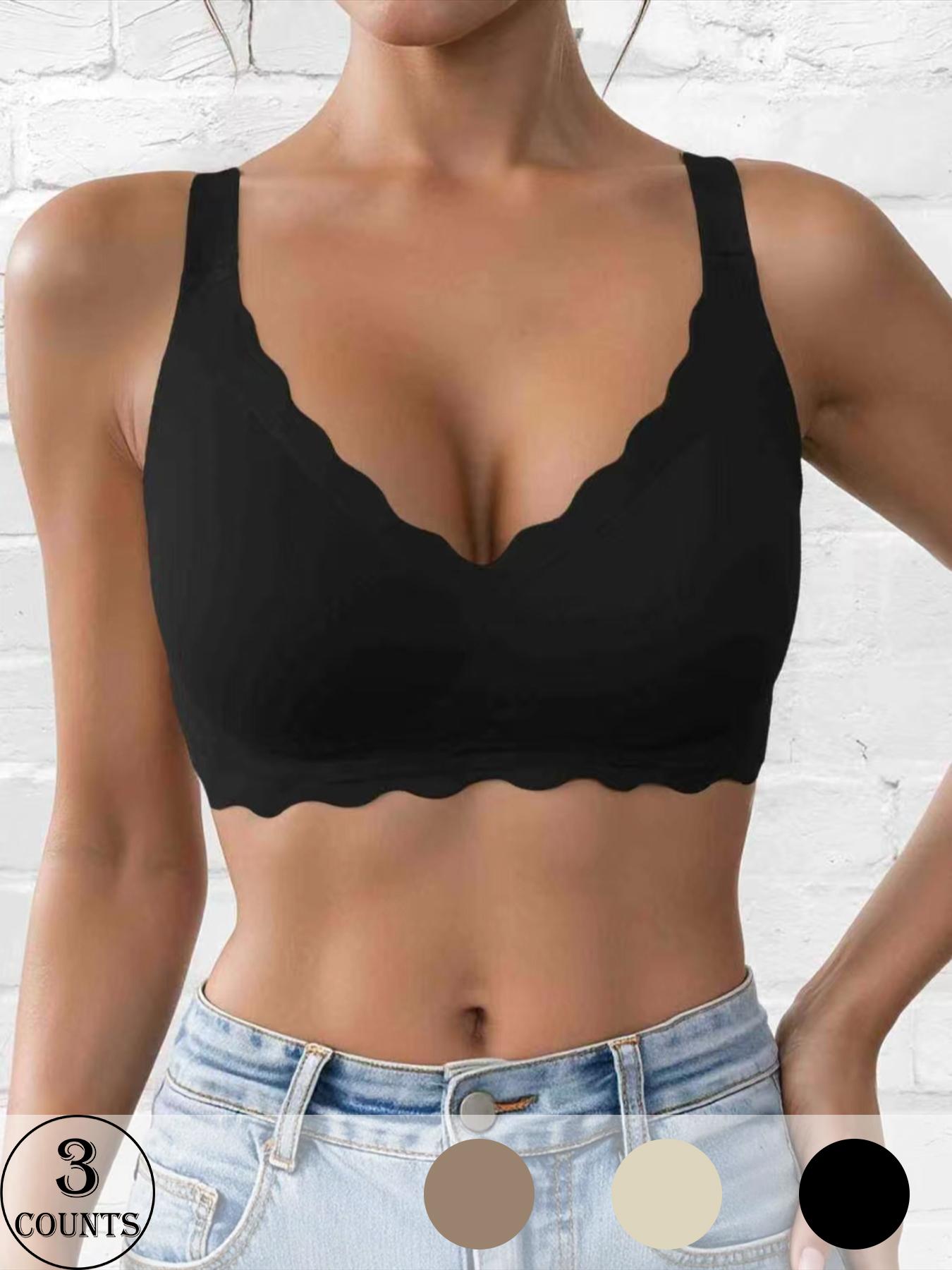 Women's Seamless Supportive Wireless Backless Bra, Adjustable Wide Straps, Comfortable Breathable Daily Wear, Ribbed Stripe Design, Seamless Bras, Medium Fit, Ladies Underwear