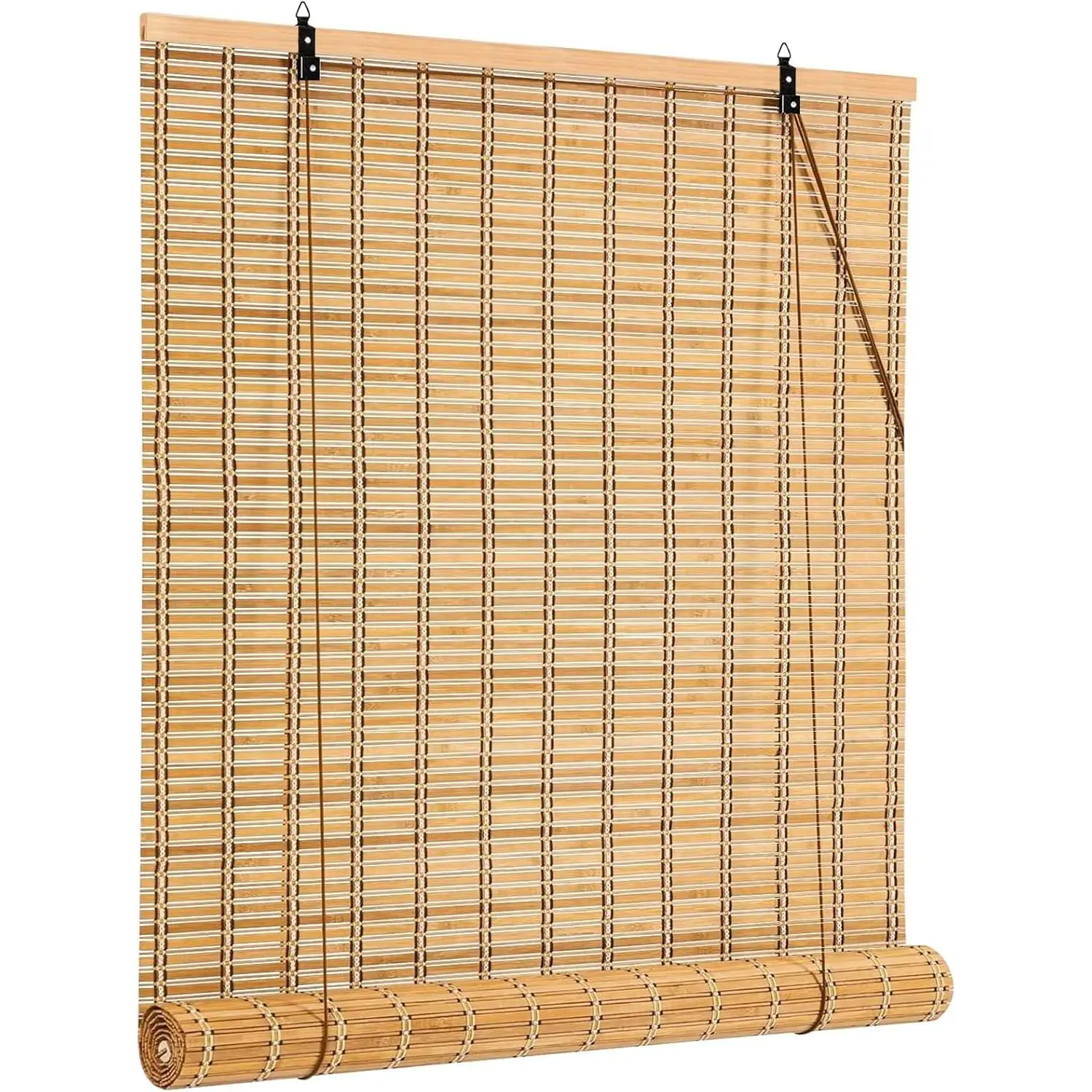 65x72 Inch Bamboo Blinds for Interior Windows, UV Protection Roman Bamboo Curtains, Light Filtering & Easy to Install Roller Shades for Patio Indoor Outdoor, Carbonized