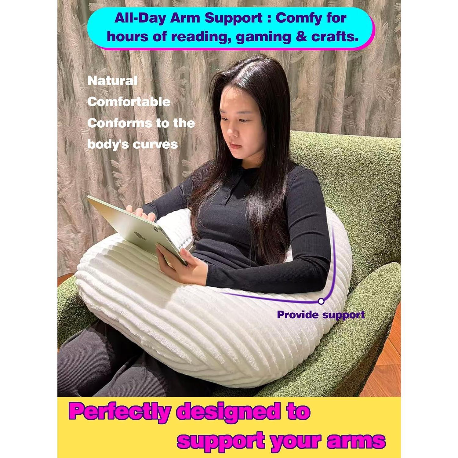 Gaming Crochet Pillow for Lap Support Lap Desk Pillow Setting in Bed or Sofa, U-Shaped Arm Pillows for Adults,Reading Pillow for Gaming, Working, Writing in Bed Couch Floor