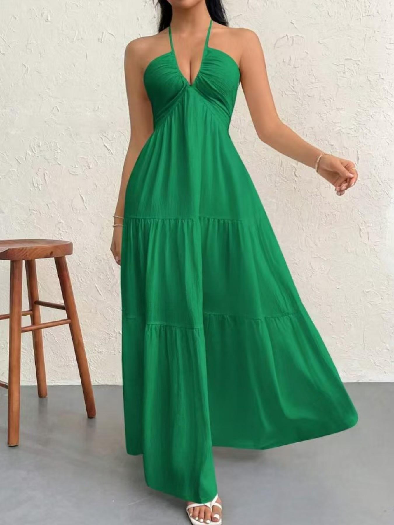 Women's Simple Loose Sleeveless A-Line Dress, Summer Casual Basic Beach Vacation Party Minimal Elegant Dress, Fashion Women's Clothing