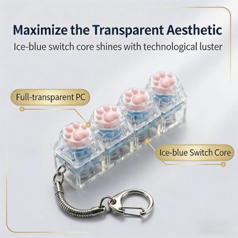 LED light keychain keyboard with press and click buttons Fidget toy for relieving stress and anxiety Portable office desk accessories Office decoration gifts