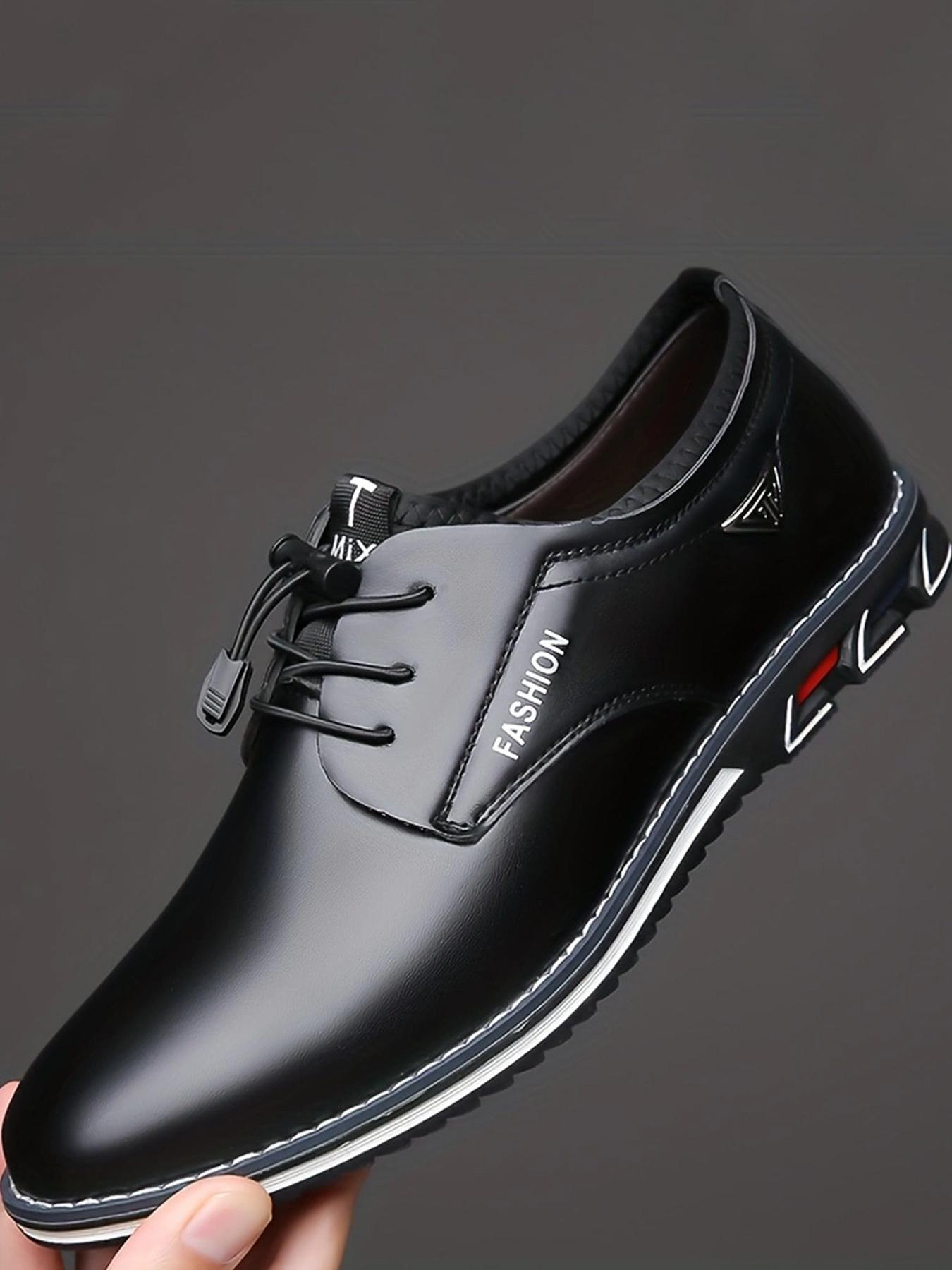 Men's Business Solid Color Lace up Dress Shoes, 1 Pair Minimalist Style Formal Pu Leather Shoes for Work Office, Comfortable Shoes for Daily Wear, Perfect for Men and Outdoor