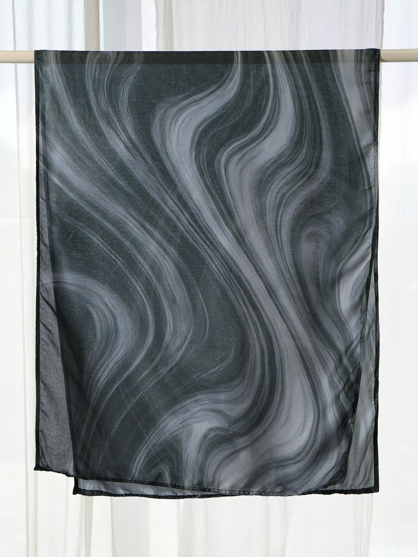 Women's Soft Fabric Long Scarf, Hijab, Head Scarf, Wave Texture Design, Comfortable Wear, Stain Resistant Dark Color, Ideal for Ramadan & Daily Use