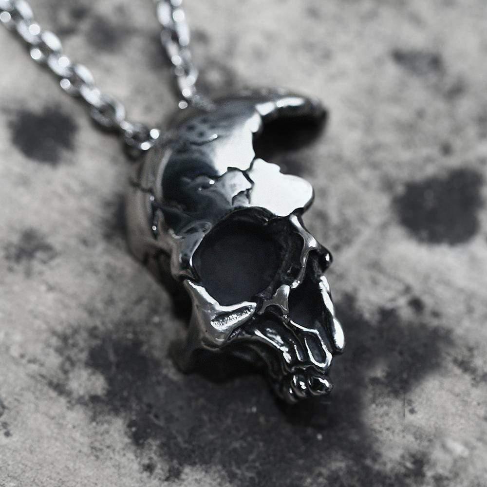GTHIC Gothic Damaged Half Face Skull Stainless Steel Pendant Necklace For Men Women Birthday Mother's Day Gift GTHIC Gothic Damaged Half Face Skull Stainless Steel Pendant Necklace For Men Women Birthday Mother's Day Gift