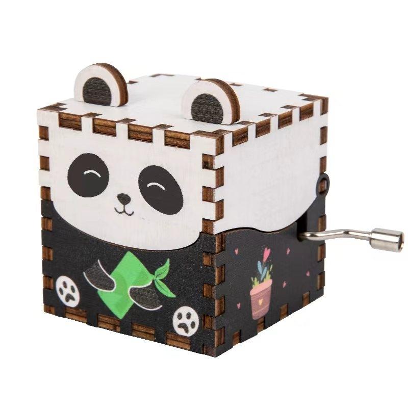 Wooden Music Box DIY Craft Cartoon Animal Gift, Hand-Cranked Octave Toy, Parent-Child Interaction Fun Time