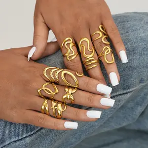 Adjustable stainless steel geometric open ring for women, modern minimalist line design, tarnish-resistant and durable, trendy statement finger ring, perfect for everyday wear, stacking, or fashion jewelry styling