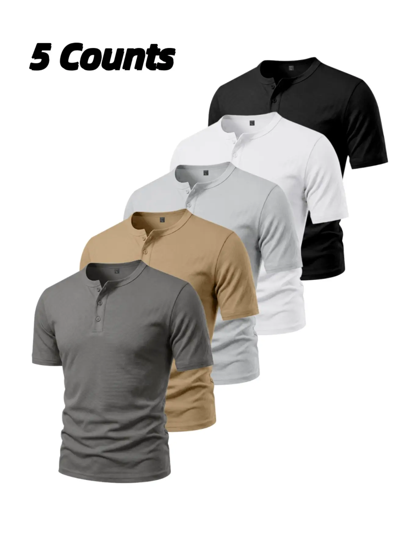 Black,white,lt gray,khaki,dk gray