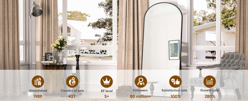 full  length mirror for christmas gift, 58*18-41*81in Multiple Sizes Arched Floor Standing Large Mirror Full Body Mirror with Stand for Bedroom, Hanging Mounted Mirror for Living Room