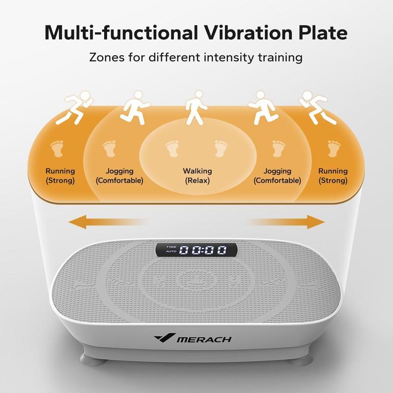 MERACH Vibration Plate Exercise Machine, Vibrating Plate with Bluetooth and LED Lights, Workout Equipment for Women, Vibration Plate for Lymphatic Drainage