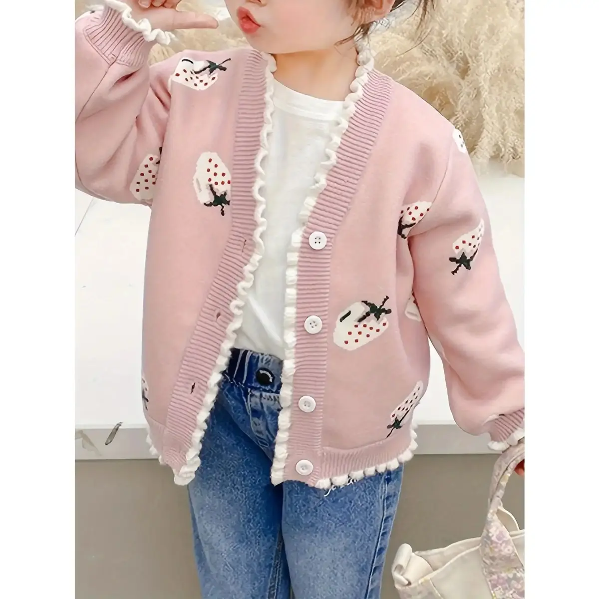 Girls' Knitted Cardigan is Here! Fleece-lined Design is Super Warm, Soft and Skin-friendly, Comfortable Autumn and Winter, Versatile and Stylish Kids~