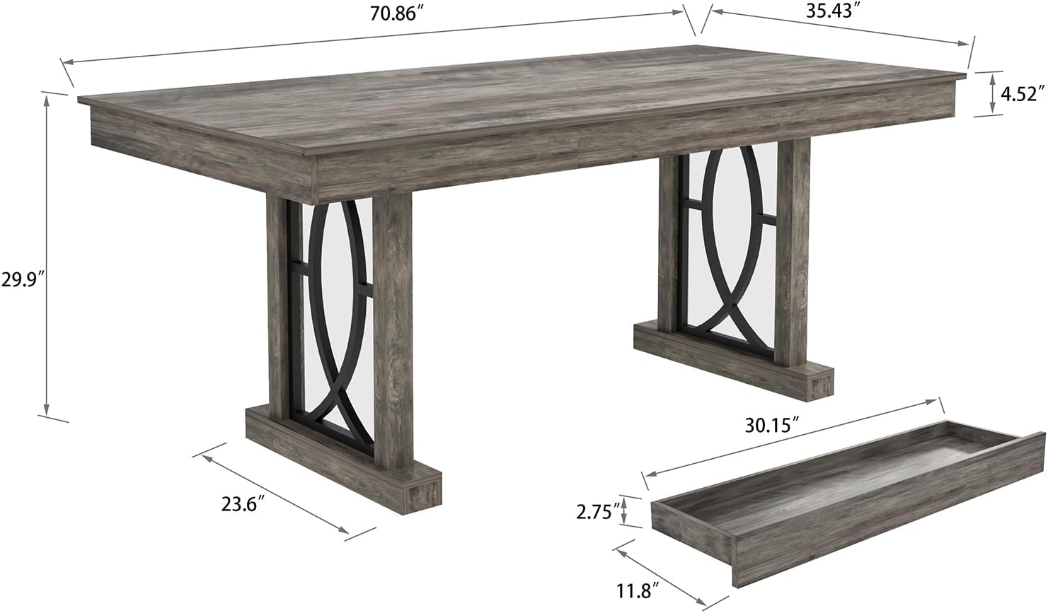 【 only Table 】71-Inch Rectangular Dining Table with Two Drawers, Wooden Kitchen Table w/Large Tabletop & Sturdy Frame, Large Dining Table for 6-8 with Double Pedestal, for Dining Room, Office 【 only Table 】71-Inch Rectangular Dining Table with Two Drawers, Wooden Kitchen Table w/Large Tabletop & Sturdy Frame, Large Dining Table for 6-8 with Double Pedestal, for Dining Room, Office