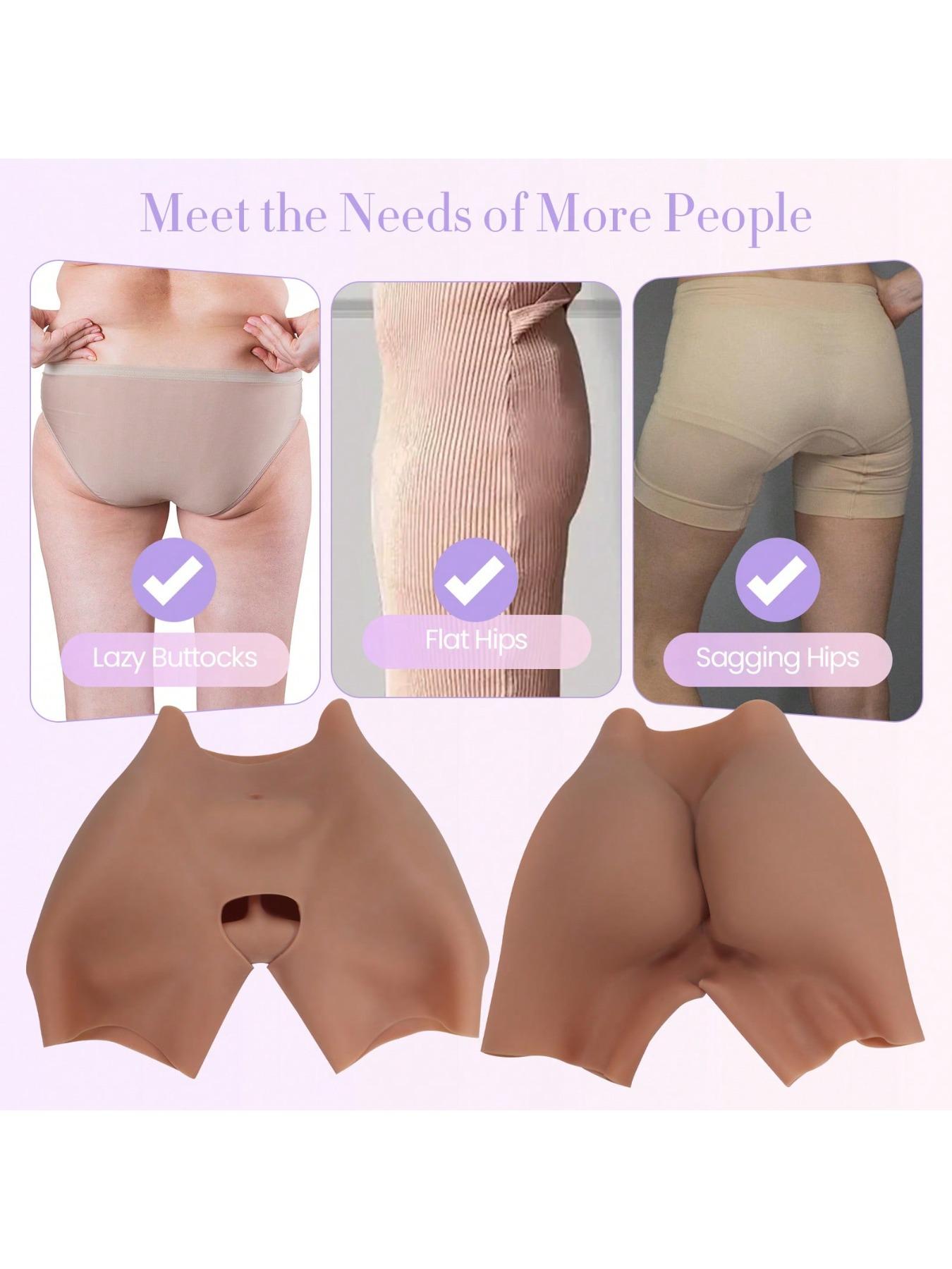 Bestselling European And American Brown Silicone Butt Lifting Open-Crotch Pants, Sexy Realistic Thickened Silicone Fake Buttocks Shapewear To Create Buttock Curves