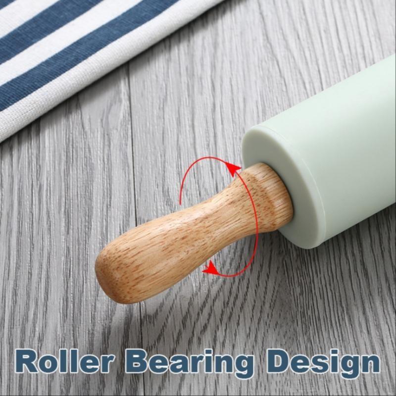 Silicone Rolling Pin & Baking Measuring Mat, 2 Counts Including 1 Non-stick Pastry Mat and 1 Dough Roller, Baking Tool