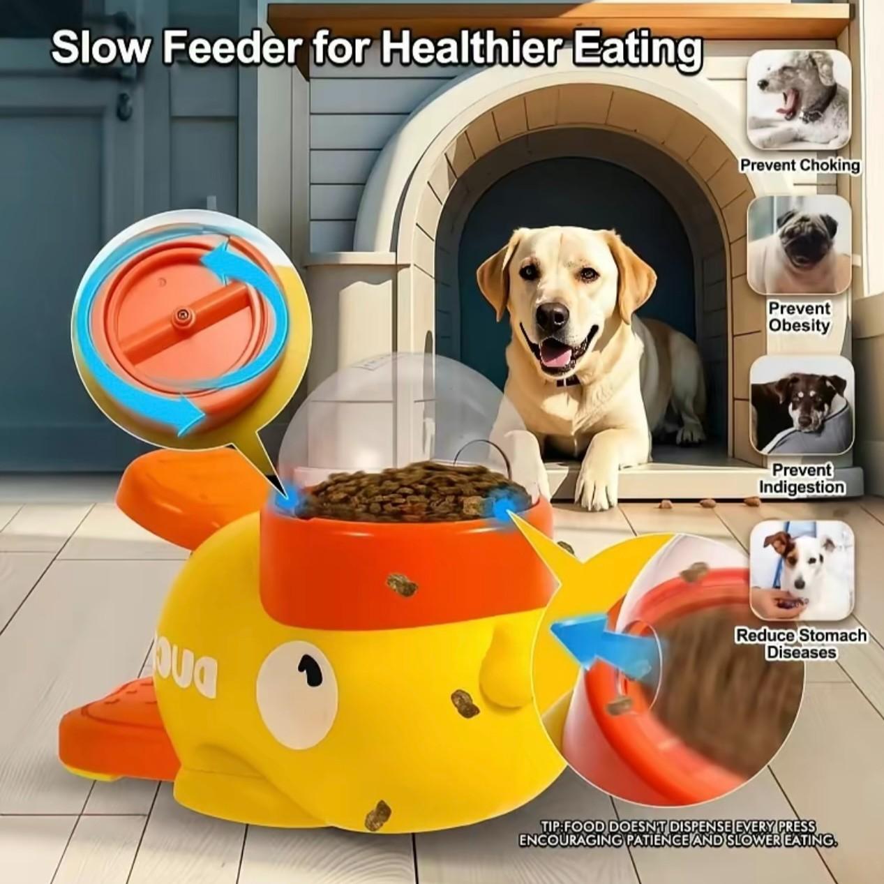 2-in-1 Interactive Cat Puzzle Treat Dispenser Toy Supplies, Duck-Shaped Food Slow Feeder for Cats and Small Dogs, IQ Enrichment, IQ Training and Exercise Dried Treats 8.6 Inches