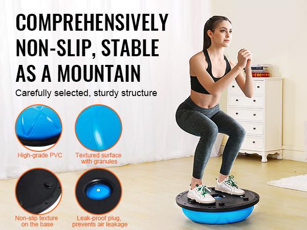 fathersdaygift  VEVOR Half Exercise Ball Trainer, 23 inch Balance Ball Trainer, 660 lbs Capacity Stability Ball, Yoga Ball with Resistance Bands and Pump, Strength Fitness Ball for Home Gym, Full Body Workouts, Blue