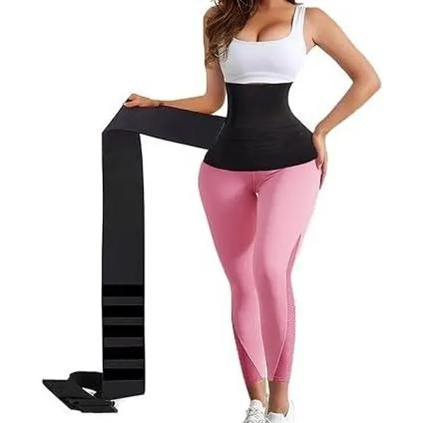 Waist Trainer Wrap for Women, Stomach Bandage Trimmer Belt, Tummy Wrap Belly Body Shaper, BlackGift