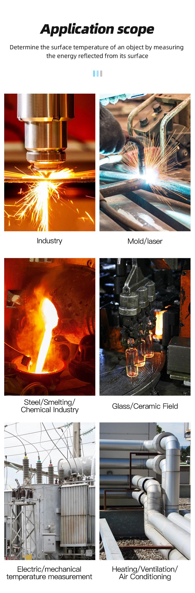 Mestek Infrared Thermometer -40°F ~2912°F,-40~1600℃ High Temperature Meter 50:1 Industrial Dual Laser Digital Thermometer with Temperature Probe