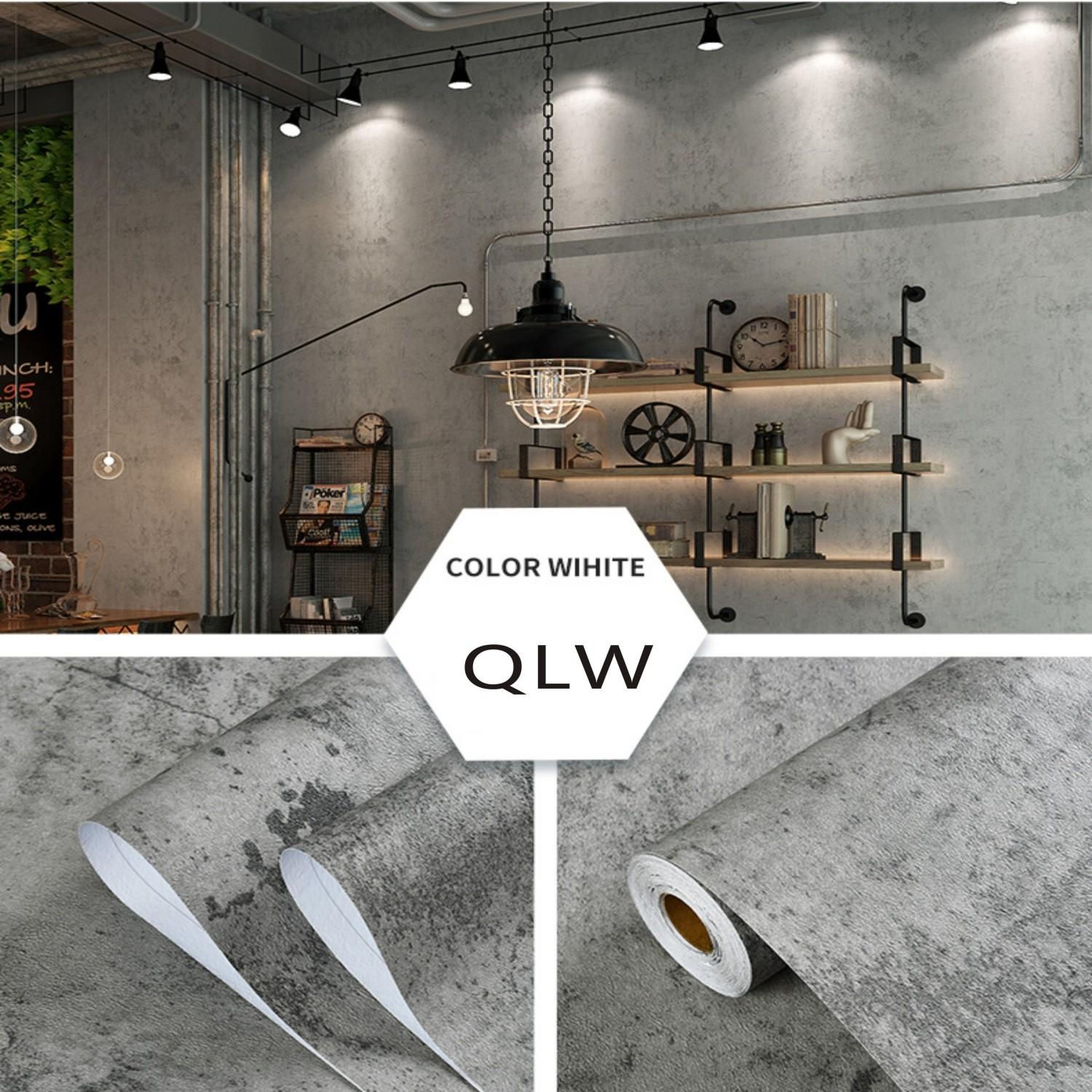 40cmWidth Grey PVC Industrial Cement Wallpaper Self-Adhesive Vinyl Waterproof Wall Stickers for Clothing Store Living Room Decor