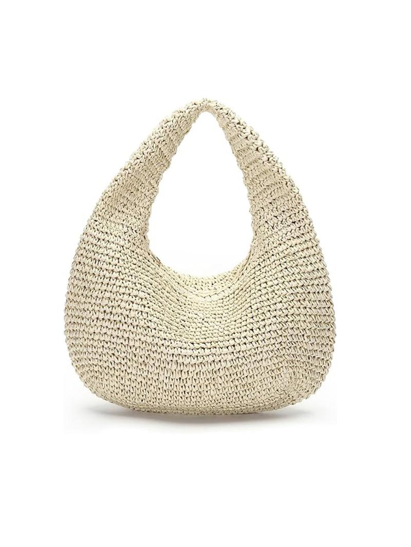 Women's Fashionable Straw Handbag, Casual Versatile Zipper Hobo Bag for Daily Used, Trendy All-match Bag for Commuters and Students