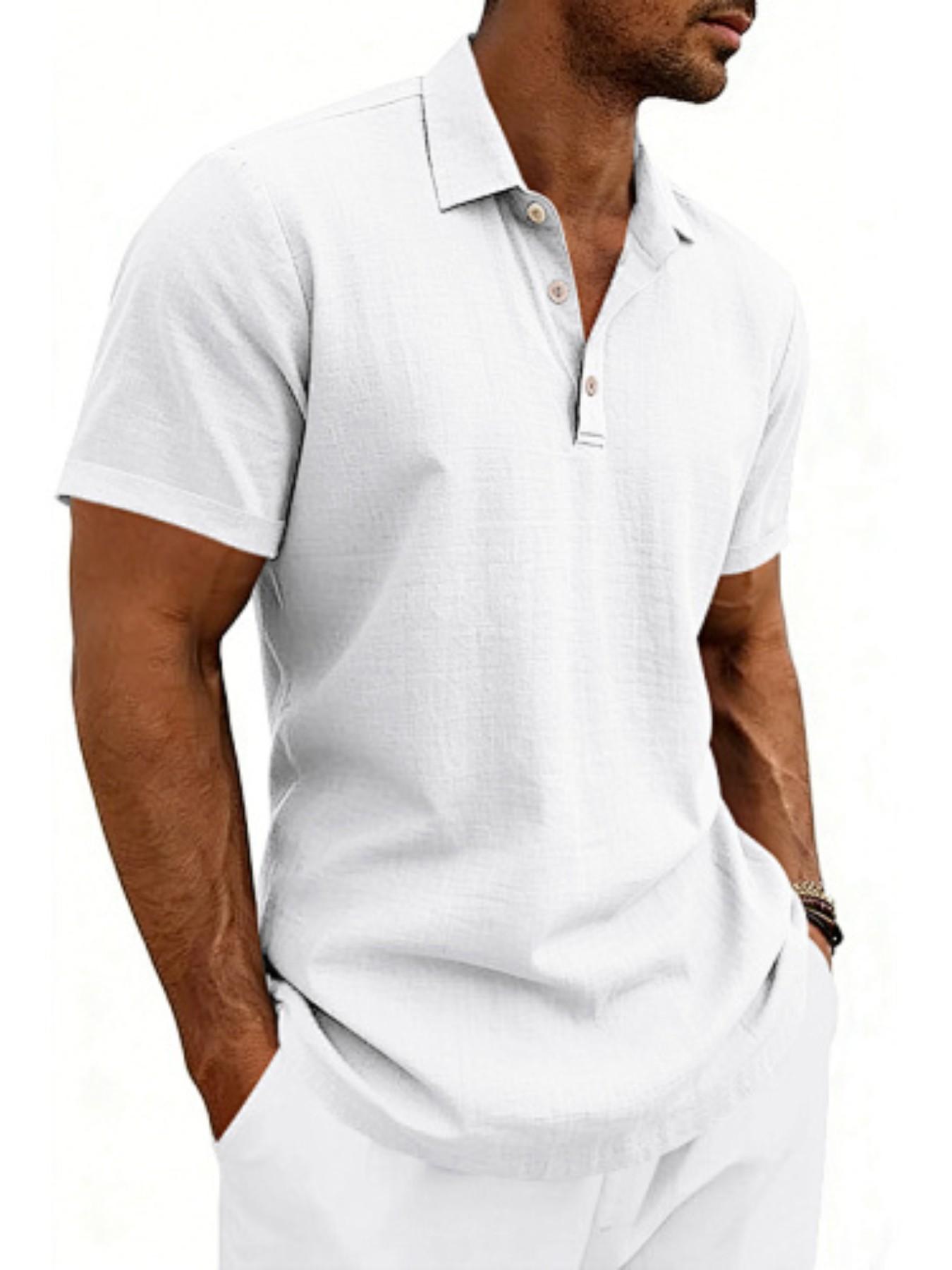 Men's summer textured slim fit short sleeved polo shirt! Breathable and sweat proof, with a three button design that allows for versatile commuting and vacation scenarios