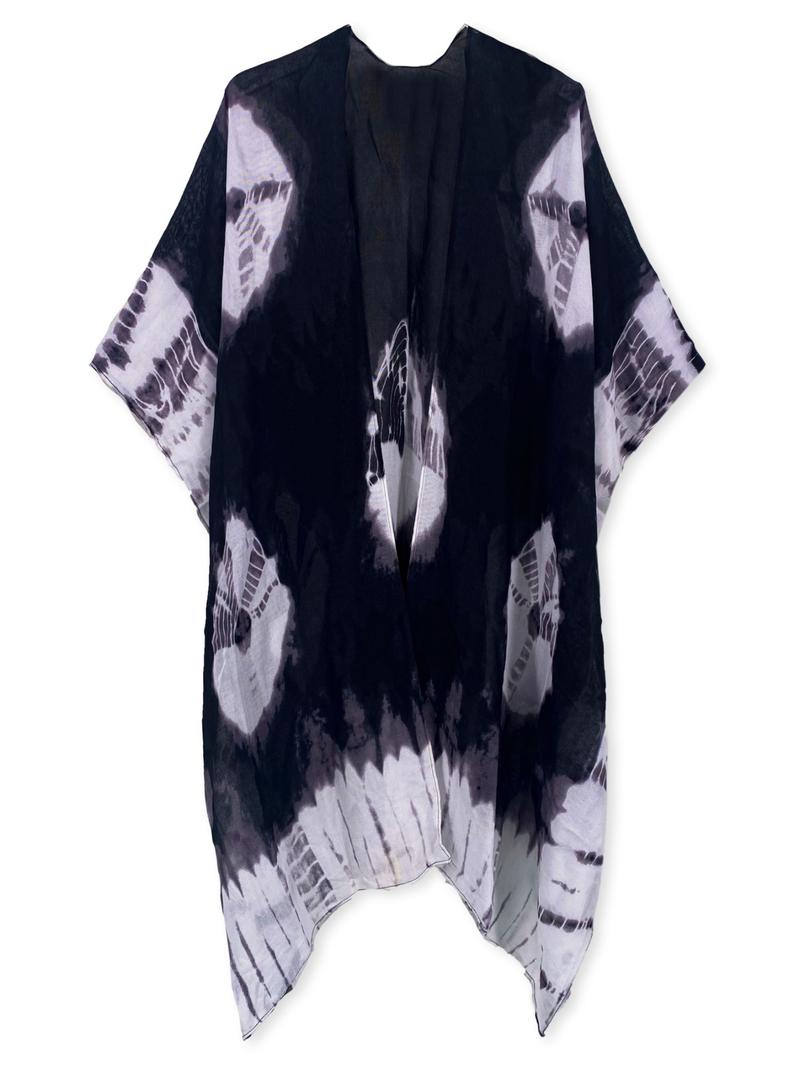 Women's All Over Print Batwing Sleeve Cover Up, Casual Half Sleeve Asymmetrical Hem Cover Up for Summer Beach Vacation, Fashion Women's Swimwear Coverups