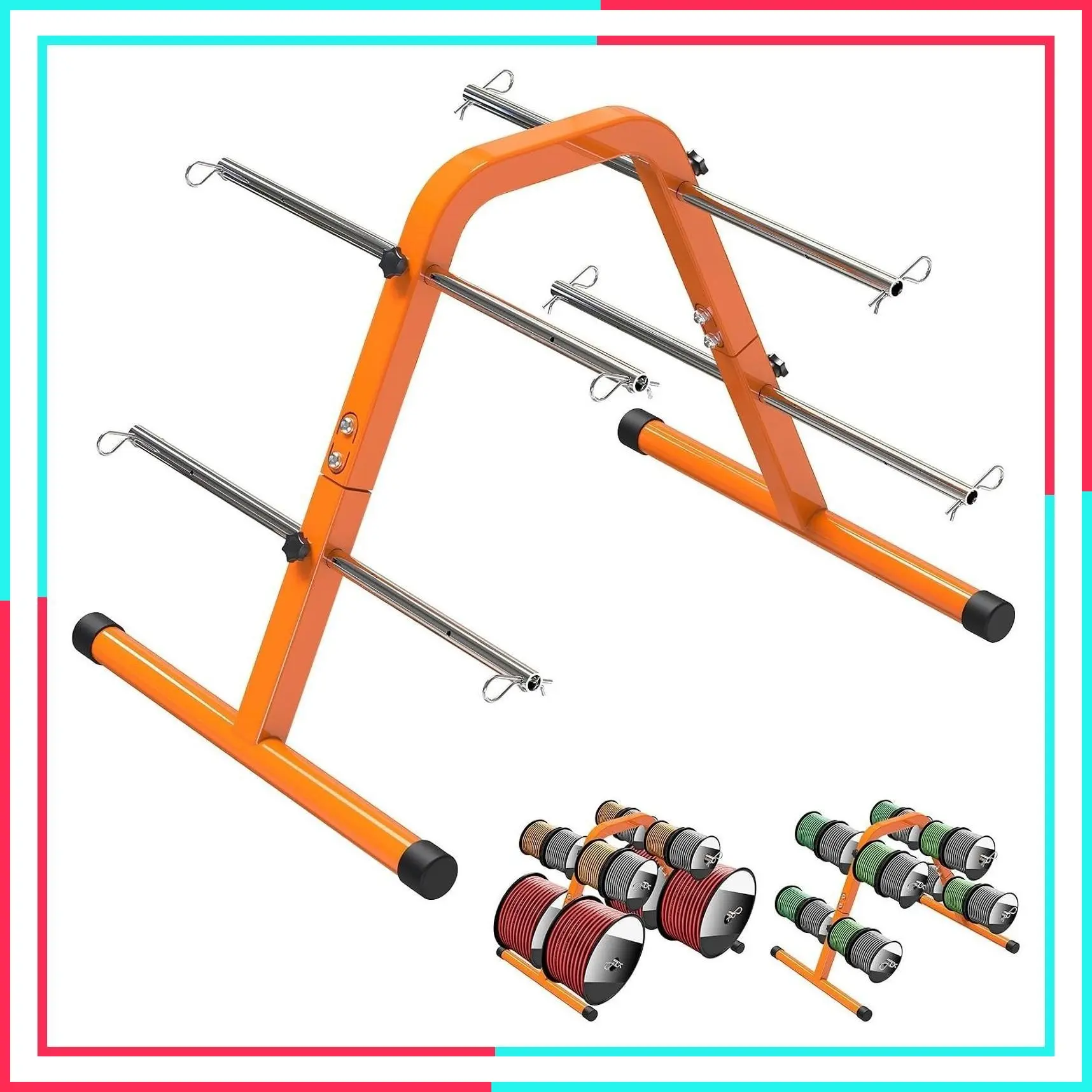 Portable Wire Spool Caddy Cable Dispenser with 4 Adjustable Rods
