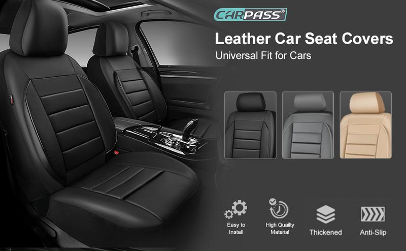 CAR PASS Leather Car Seat Covers Full Set Universal waterproof, 3D Foam Support  Universal Fit for Trucks Vans SUVs Sedans Automotive ，Airbag Compatible