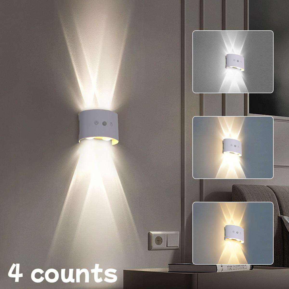 Smart LED Motion Sensor Dual Head Wall Light, USB Rechargeable, Adjustable 3 Color Lights, No Wiring Needed, Ideal for Kitchen, Hallway, Bedroom