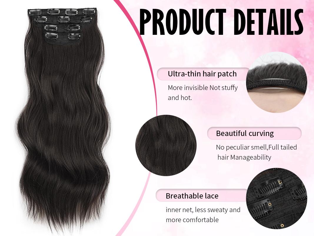 Iridescent Clip in Hair Extensions 20Inch 4PCS Hair Extensions Hairpieces Clip Ins Soft Synthetic Hairpieces for Women