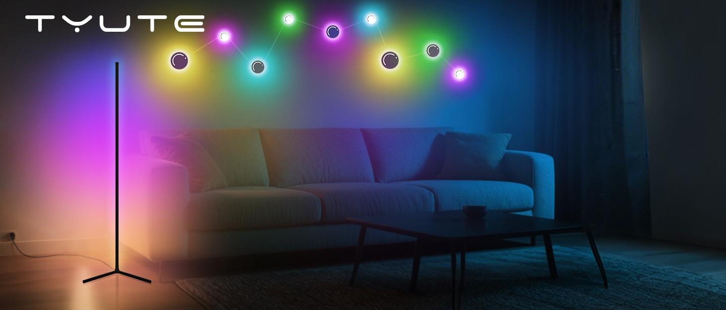 LED Corner Lamp, RGB Corner Floor Lamp with APP and Remote Control, 16 Million Colors & 300+ Scene Color Changing Ambience Light with Music Sync for Living Room, Bedroom, Gaming Room, Remote Floor Lamps