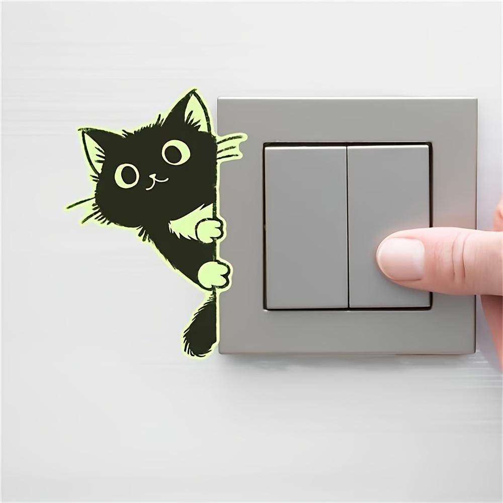 4/8PCS Green Glow In The Dark Peeking Black Cat Wall Stickers, Self-Adhesive Luminous Kitty Decals, Fun DIY Decor Mural For Entryway Bedroom Kitchen Living Room Shop Window Cute Animal Fluorescent Wall Ornaments sum,Silver,Snowman,Ging,b,charm,accessories