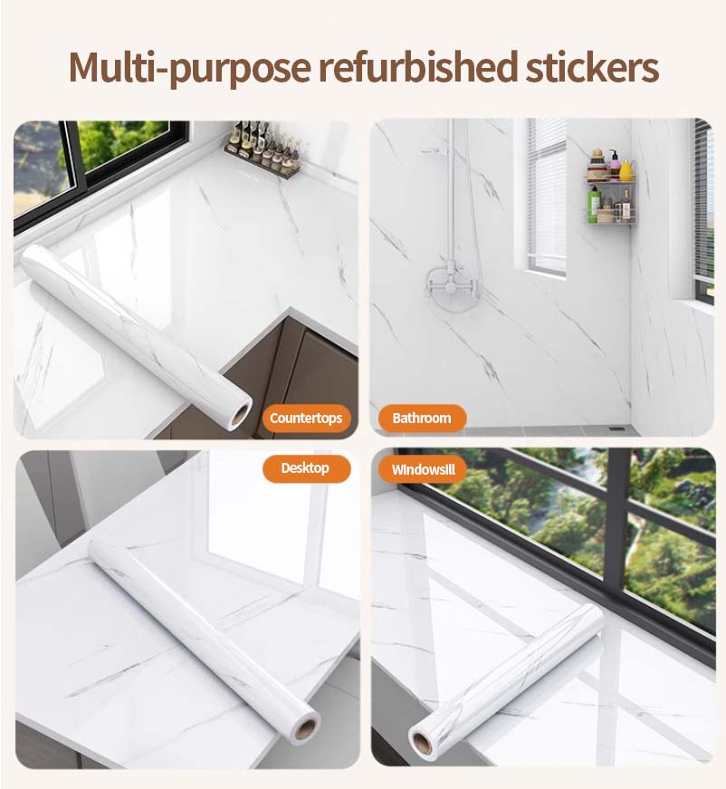 Roll [23.62 * 393.70 in ] self-adhesive marble stickers-realistic marble texture, waterproof and oil-resistant finish for kitchen countertops, bathroom walls, furniture-ready-to-use home decor